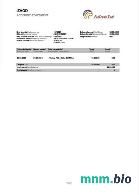 Słowenia Intesa Sanpaolo Bank, Poslovalnica Koper szablon w formacie excel pdf